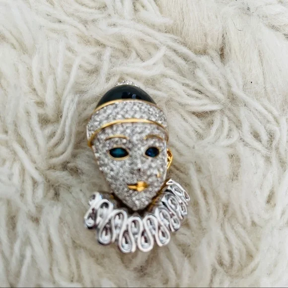 Swarovski Signed Pierrot Clown Pin Brooch - Perfect Condition - Picture 3 of 5